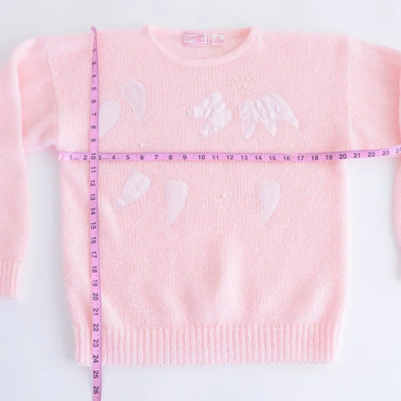 Vintage Contempo Plus Pink Knit Leaves Crewneck Sweater Size 40 - Picture 5 of 15